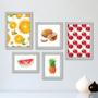 Imagem de Kit Com 5 Quadros Decorativos - Cozinha Frutas Laranja Cereja - 114kq01b