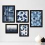 Imagem de Kit Com 5 Quadros Decorativos - Geométrico - Abstrato - Azul - 378kq01p