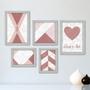 Imagem de Kit Com 5 Quadros Decorativos - Geométrico - Abstrato - Love - Deus - Amor - 372kq01b