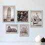 Imagem de Kit Com 5 Quadros Decorativos - Itália - Cidades - Pontos Turísticos - Roma Pisa Veneza Milão Florença - Preto e Branco - 274kq01b