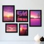 Imagem de Kit Com 5 Quadros Decorativos - Paisagem Rosa Pôr do Sol - 102kq01p