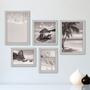 Imagem de Kit Com 5 Quadros Decorativos - Praia - Mar - Viagem - Preto e Branco - 349kq01b