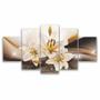 Imagem de Kit com 5 Quadros Decorativos Sala Quarto Flor Lírio Dourado