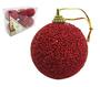 Imagem de Kit com 6 Bolas de Natal Luxo Vermelho com Glitter 6 cm Ø  - NATALKASA