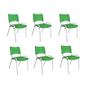 Imagem de Kit Com 6 Cadeiras Iso Para Escola Escritório Comércio Verde Base Branca 