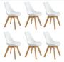Imagem de KIT COM  6 Cadeiras Leda Branca - Charles Eames Wood com Almofada