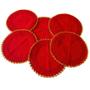 Imagem de Kit com 6 Sousplat em Crochê Artesanal 35cm Vermelho com Dourado