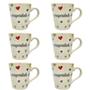 Imagem de Kit Com 6 Xicaras De Porcelana 110ml Com Palavras Motivacionais Para Café Chá Tulipinha