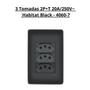 Imagem de Kit Com 7 Tomadas Triplas Preta 2p+t 20a/250v C/ Placa Habitat Black - Fame