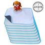Imagem de Kit com 9 Fraldas de Câes p/Chão 70x50 Branco com borda Azul 200 Lavagens - Alta Absorção