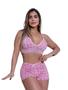 Imagem de kit com até 3 Short Doll Lara Estampado Romantic Com Detalhe em Renda Sem Bojo