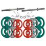 Imagem de Kit com Barras de Halteres e Anilhas Emborrachadas - 24 Kg