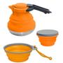 Imagem de Kit com Chaleira + Copo + Pote Dobravel em Silicone para Camping  Azteq 