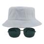 Imagem de Kit Com Chapéu Bucket Óculos de Sol Piloto Quadrado Com Armação Metálica Proteção Uv400 Estiloso Clássico Feminino MD-23