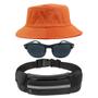 Imagem de Kit Com Chapéu Bucket, Pochete Ajustável Impermeável Saída Para Fone E Oculos De Sol Óculos De Sol Armação Oval MD-13