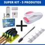 Imagem de Kit com Dispenser pasta de dente, Mini Seladora de Sacos Escova Lavar Mamadeiras Suporte de Talher e Cabide Adesivo