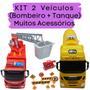 Imagem de Kit Com Dois Brinquedos - 1 Caminhão De Bombeiros Com Acessórios + 1 Caminhão Tanque