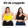 Imagem de Kit com dois croppeds plus size (amarelo e preto)