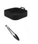 Imagem de Kit com Dois Forros para Air Fryer Quadrada 21cm e 1 Pinça Multiuso de 25cm em Silicone Preto - UnyHome