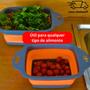 Imagem de Kit com Escorredor de Silicone Retrátil + Descascador Ralador Fatiador de Legumes 3 em 1 para Macarrão Legumes Frutas e alimentos