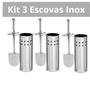 Imagem de Kit Com Escova Sanitaria Inox Limpeza Banheiro com suporte