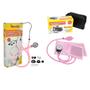 Imagem de kit com Oxímetro esfigmomanômetro esteto duplo e termômetro Rosa