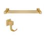 Imagem de Kit com Porta Toalha de Banho Duplo 62cm e 01 Cabide Ouro Fosco Ducon Metais