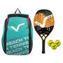 Imagem de Kit com Raquete Beach Tennis Classic Full Carbon Laranja, 3 Bolas e 1 Mochila de Transporte VG Plus