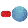Imagem de Kit com Tapete de Crochê Corações 1,18 Metros Azul Bebê e Tapete Oval de Crochê Vermelha e Branca 72 cm para Decoração