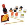 Imagem de Kit Comidinha de Brinquedo Infantil de Madeira Sushi 16 Pçs
