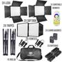 Imagem de Kit Completo 2 Iluminador Led Bicolor Rgb 60w Greika Com Baterias Softbox L5500rp
