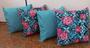 Imagem de Kit Completo com 4 Almofadas Estampadas 48cmX48cm Verde com Rosa