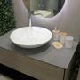 Imagem de Kit Completo Conjunto De Acessórios Banheiro Lavabo 4 Peças Bancada Pia Elegante Moderno Polipropileno C/ Bambu Preto Branco
