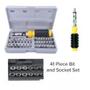 Imagem de Kit completo: jogo de chave com 41 peças maleta catraca reversível fenda philips bits e soquetes
