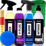 Imagem de Kit Completo Limpeza Automotiva Shampoo V-Floc Cera Liquida Blend Revitalizador Intense Descontaminante Izer Pano Aplicador Pincel Vonixx