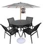 Imagem de Kit completo p/piscina cadeiras espreguiçadeiras mesa e guarda sol móveis resistente a sol e chuva Sarah Móveis