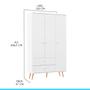 Imagem de Kit Completo para Quarto Guarda-Roupa Cômoda Mesa MDP Branco MENU