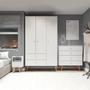 Imagem de Kit Completo para Quarto Guarda-Roupa Cômoda Mesa MDP Branco MENU