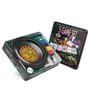 Imagem de Kit Completo Poker Jogos De World 5 Em 1 100 Fichas Com Baralho Roleta Feltro Dados Coletor Fichas