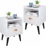 Imagem de Kit Conjunto 2 Mesa De Cabeceira Mudo Retro Estilo Concha Quarto Cama Várias Coreas