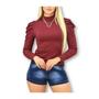 Imagem de Kit conjunto 3 Blusas canelada manga longa princesa gola alta novidade feminina