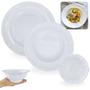 Imagem de Kit Conjunto 4 Pratos Fundos + 4 Pratos Rasos + Tigela 650ml Bordas Delicadas Melamina / Plastico Bestfer