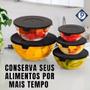 Imagem de Kit Conjunto 5 Potes Vassilhas de Vidro Hermeticos Com Tampa - Preto