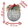 Imagem de Kit Conjunto 6 Peças Decoração Enfeite Bola Árvore Natal Prata Glitter Natalina 12,5cm
