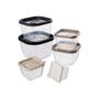 Imagem de Kit Conjunto 6 Potes Plasútil Linha Conect Com Tampa Modular Organizadores para Despensa Mantimentos
