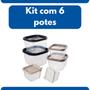 Imagem de Kit Conjunto 6 Potes Plasútil Linha Conect Com Tampa Modular Organizadores para Despensa Mantimentos