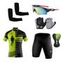 Imagem de Kit Conjunto Ciclismo Camisa e Bermuda Proteção UV + Luvas + Óculos Esportivo + Manguitos