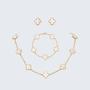 Imagem de Kit Conjunto Colar Brinco E Choker Trevo Virgínia Grife Luxo