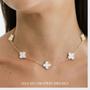 Imagem de Kit Conjunto Colar Brinco E Choker Trevo Virgínia Grife Luxo