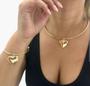 Imagem de Kit Conjunto Colar Choker e Pulseira Elo Aro com Pingente Pequeno Liso Folheado Ouro 18k Dourado Moda Blogueira luxo